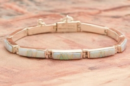 Calvin Begay Fire and Ice Opal Sterling Silver Bracelet